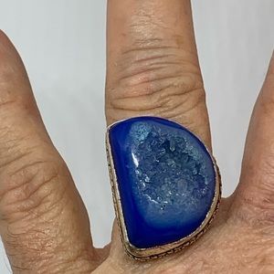 DRUZY BLUE AUSTRALIAN AGATE on 925 SILVER